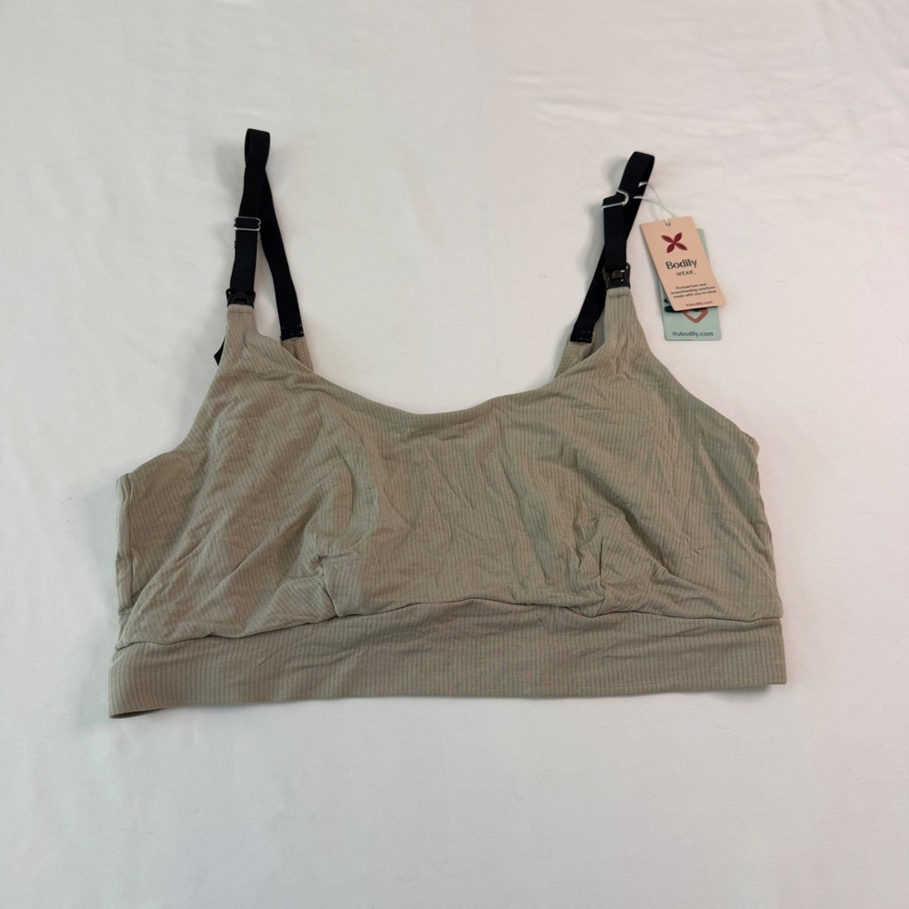 Bodily Wear The Everything Bra Dune Ribbed Maternity Nursing Bra XL NWT